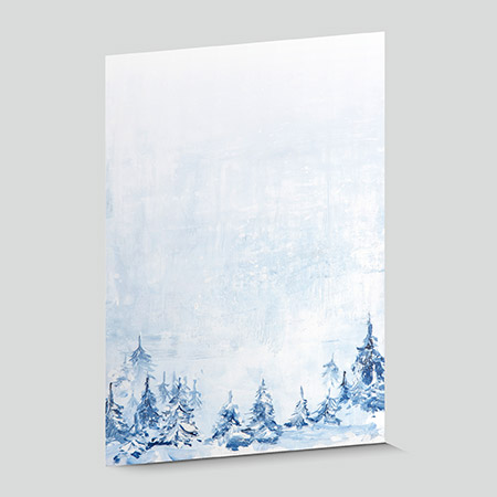 Briefpapier Weihnachten 628 Wald Gemalt Blau