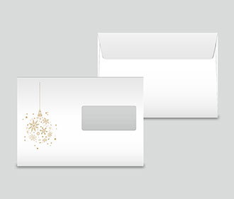 C5 weiss mit Fenster – Weihnachtskugel